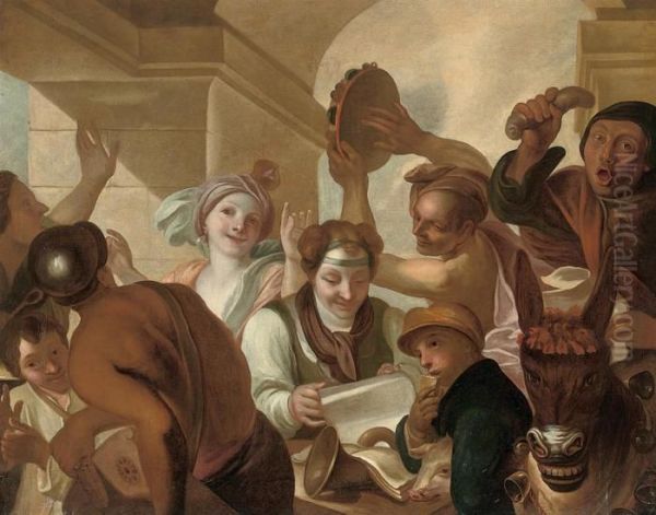 Revellers Making Music Under An Arch - view 1