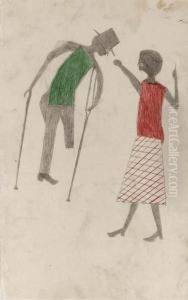 Untitled (couple Fighting) by Bill Traylor