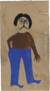 Man With Moustache In Blue Trousers by Bill Traylor