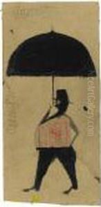 Man With Black Umbrella by Bill Traylor