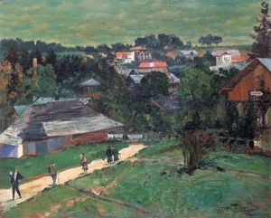 Figures On The Village Road 4 by Maurycy Trebacz