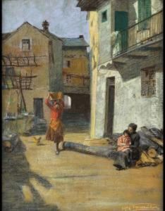 Contadine Nel Cortile by Severino Trematore