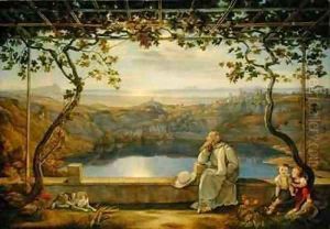 A Monk on a Terrace at the Nemi Lake by Joachim Faber