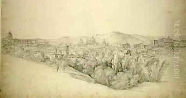 View from the Sabine hills over Tivoli in Campania with the gorge of the Anio on the right - view 1
