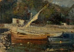 Boats At Shore by Theofrastos Triantafyllidis