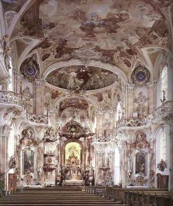 Interior with stucco decoration by Joseph Anton Feuchtmayr