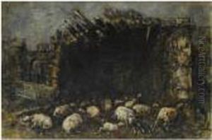 Flock Of Sheep In Menidi Flock Of Sheep In Menidi