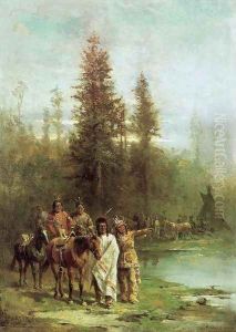 Indians by a River Bank by Paul Frenzeny
