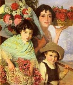 Flower Gatherers by Edouard Ferrer-Comas