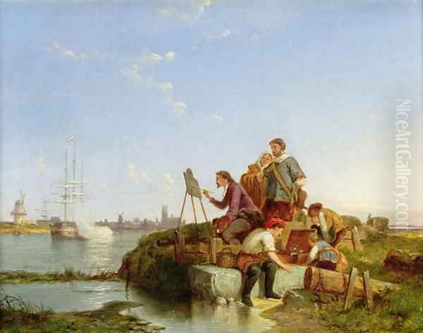 Artist at his Easel and Shipping beyond 1894 - view 1
