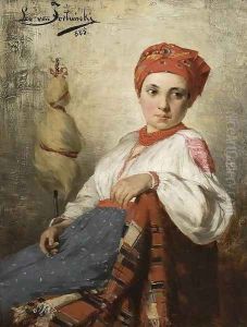 Portrait of a Farmer Girl by Leon Fortunski