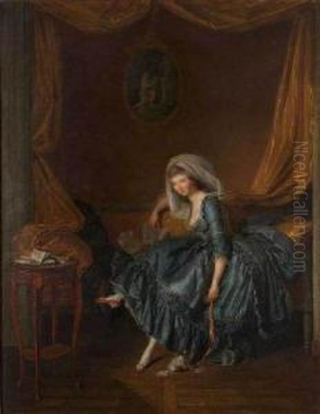 Jeune Femme Tenant Sa Correspondance Dans Son Boudoir - view 1