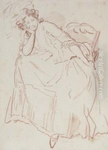 A Seated Woman Looking To The Right, Perhaps Marianne Framery by Louis Rolland Trinquesse