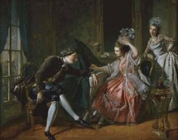 An Interior With Two Ladies And A Gentleman - view 1