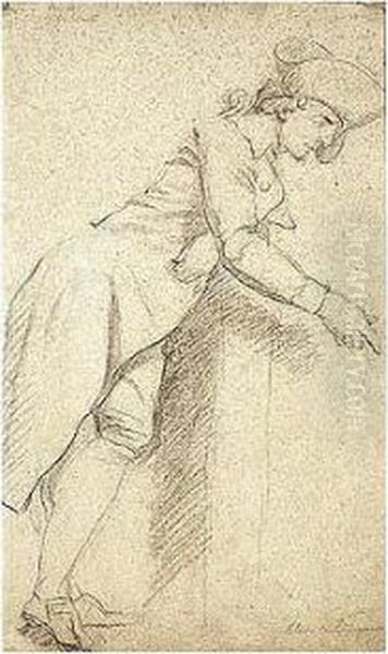 Recto: Study Of A Young Man, Leaning Forward - view 1