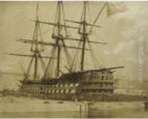 H.m.s. Duke Of Wellington In Keyham Docks 4th March /54