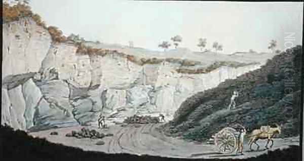 Excavations of a thick stratum of lava which ran into the sea during the eruption of Mount Vesuvius in 1631 - view 1