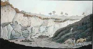 Excavations of a thick stratum of lava which ran into the sea during the eruption of Mount Vesuvius in 1631 by Pietro Fabris
