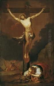 Zugeschrieben Christus Am Kreuz.
 Ol Auf Leinwand . H 152; B 95 Cm. Gutachten R. Eigenberger, Wien . 
Einer Ruckseitigen Beschriftung Zufolge Trug Die Originale Leinwand Die 
Signatur "p by Paul Troger