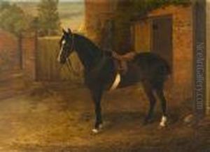 Chestnut Hunter Before A Stable by William Henry Hamilton Trood