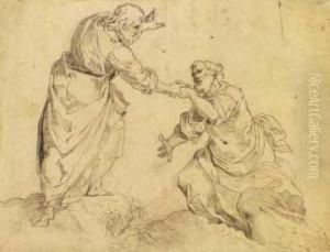Cristo E San Pietro by Giovanni Battista (Il Malosso) Trotti