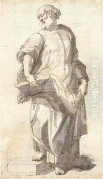 Study Of An Evangelist, Standing With An Open Book Supported On His Right Knee - view 1