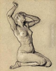 Kniender Weiblicher Akt by Wilhelm Heinrich Trutbner