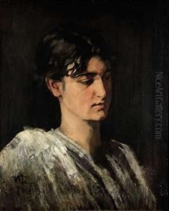Portrait Of A Young Lady In Three-quarter Profile To The Right