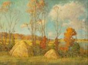 Salt Marsh And Haystacks by Dwight William Tryon