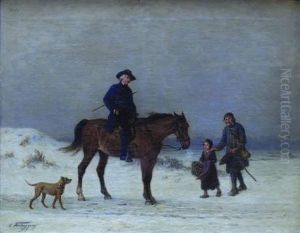 Scene Hivernale by Charles Philogene Tschaggeny
