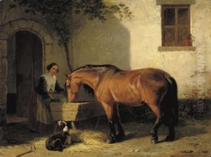 Feeding The Horse by Charles Philogene Tschaggeny