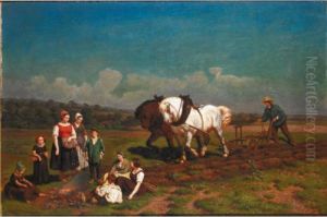 The Potato Harvest by Charles Philogene Tschaggeny