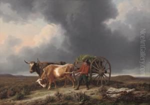 Hurrying Home Before The Storm by Edmond Jean Baptiste Tschaggeny