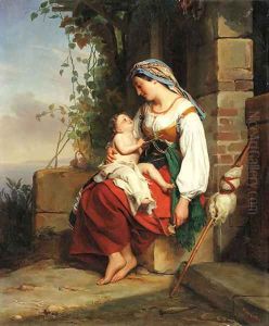 Mother and child by Jean Augustin Franquelin