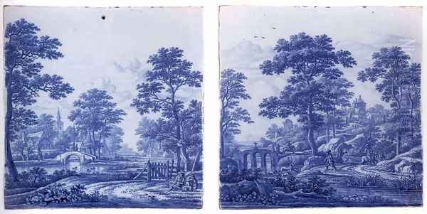 Two plaques with a landscape c. 1690 - view 1