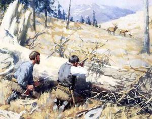 Elk Ahead by Arthur Burdett (Sr.) Frost