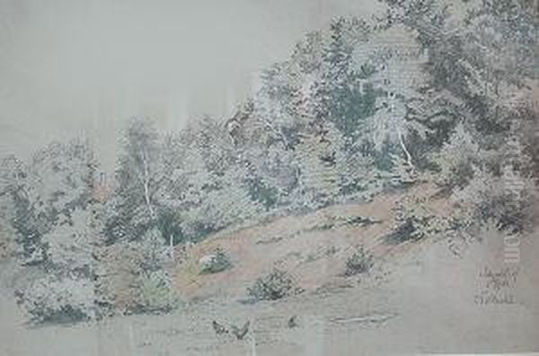 Sommerliche Landschaft Mit Huhnern - view 1