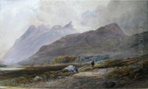 Mountain Landscape With A Man And A Horse by Edward Tucker