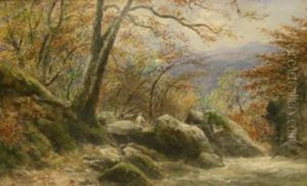 Lakeland Stream With Fisherman And A Companion View - view 1