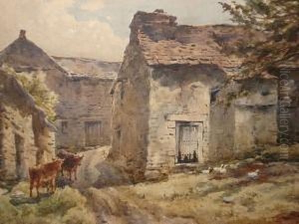 Cattle And Ducks In A Farmyard Scene - view 1