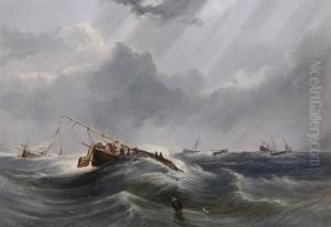 Fishing Boats In Squally Sea by Edward Tucker