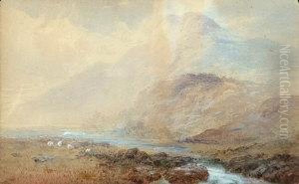Sheep By A River In A Lakeland Landscape - view 1