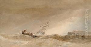A Rowing Boat In Heavy Seas by Edward Tucker
