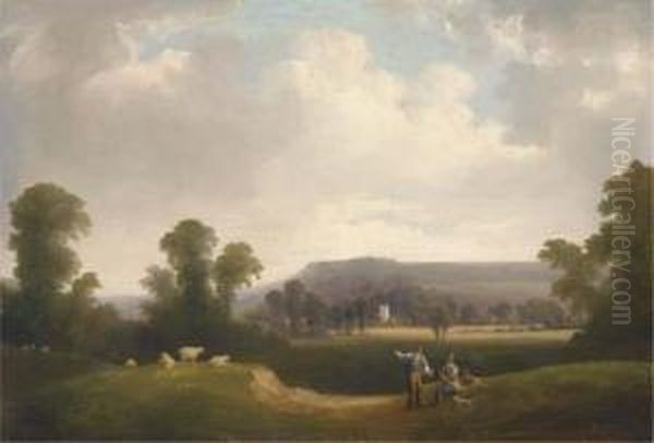 Exwick Church And Haldon Beacon From Exwick Fields,devonshire - view 1