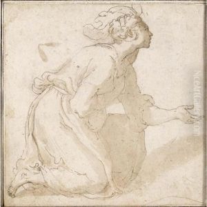 Study Of A Kneeling Woman, Seen In Profile To The Right