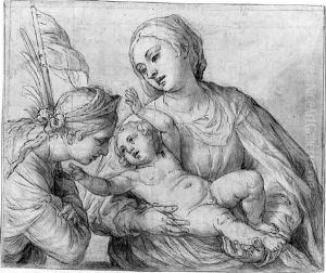 The Madonna And Child And A Female Saint