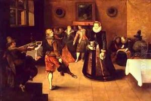 The Dance Lesson by Ambrosius II Francken or Franck