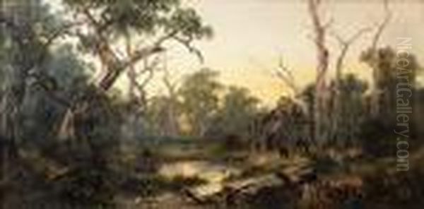 Kangaroos At A Billabong - view 1