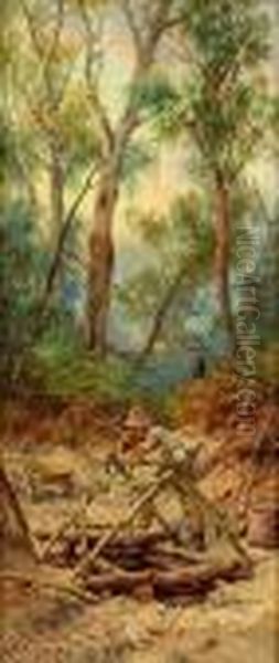 A Miner Smoking A Pipe In A Clearing - view 1