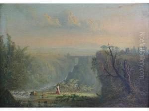 Extensive Italianate Landscape With A Waterfall by Joseph Mallord William Turner